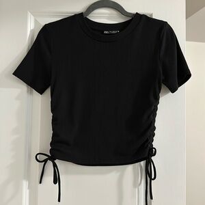 Zara short sleeve T-shirt ruched with ties